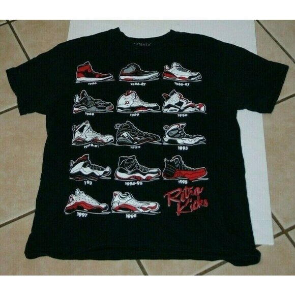 Jordan Retro Kicks shoes shirt mens medium black Authentic Classics - Picture 2 of 8